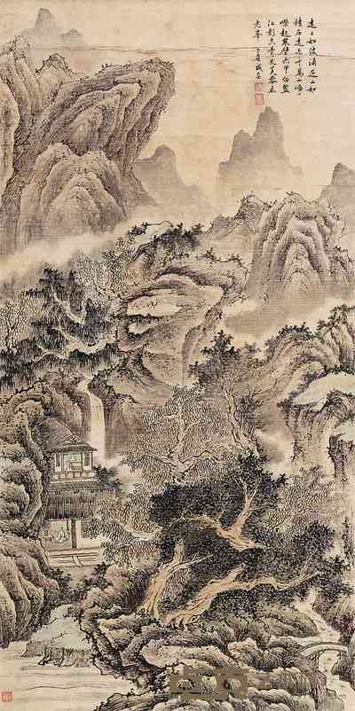 盛大士 五老峰图 立轴 130×65cm